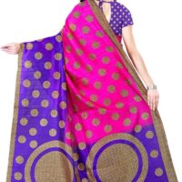 Embellished Bhagalpuri Polka Print Pink Cotton Silk Saree