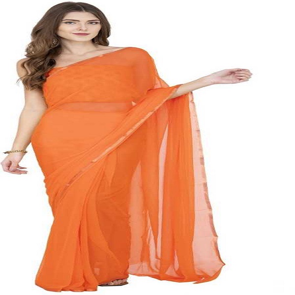 orange chiffon saree