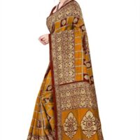 Yellow Woven Kanjivaram Silk Blend, Pure Cotton Saree  (Multicolor)
