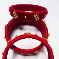 Dark Red Silk Dori (thread) Bangle Set (Pack of 4)