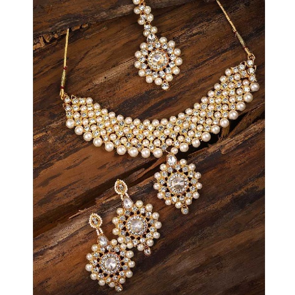 brass jewel necklace set for women pinkshop