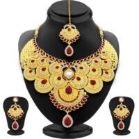 Alloy Gold plated Jewel Set (Gold With Stone Work)