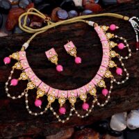 Alloy Gold-plated Jewel Set (Pink, Gold, White)