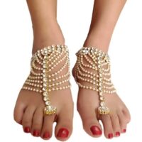 anklet payal Alloy, Stone Toe Anklet (Pack of 2)
