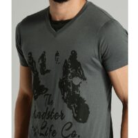 Men Grey & Black Printed T-shirt