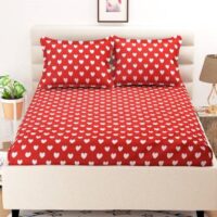 120 TC Microfiber Double 3D Printed Bedsheet (Red)