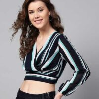 Women Full Sleeve Striped Multicolor Casual Top