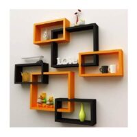 Wall Mount Set of 6 Intersecting Wall Shelves MDF