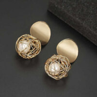 Fancy Rose Gold Pearl Alloy Earrings Drops & Danglers