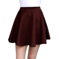 Women Solid Maroon Flared Short Skirt