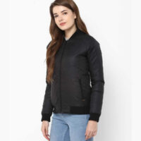 Full Sleeve Solid Women Winter Jacket (Black)