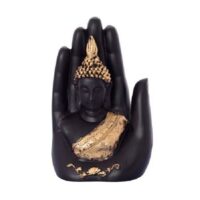 Handcrafted Buddha Palm Decorative Showpiece (Polyresin, Gold, Black)