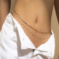 Gold & White Gold Plated Layered Body Waist Chain