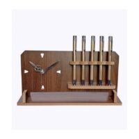 Handcrafted Brown Analog Wood Table Clock