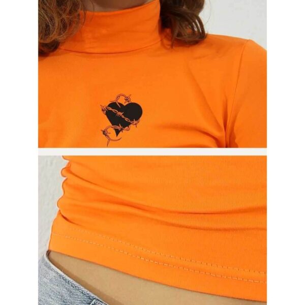 printed orange top