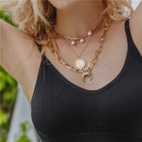 Women Layered Pearl Gold Plated Necklace