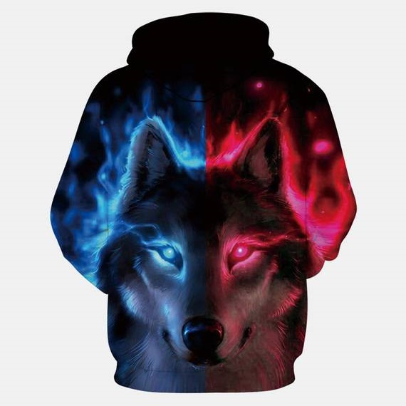 wolf print sweatshirt for men