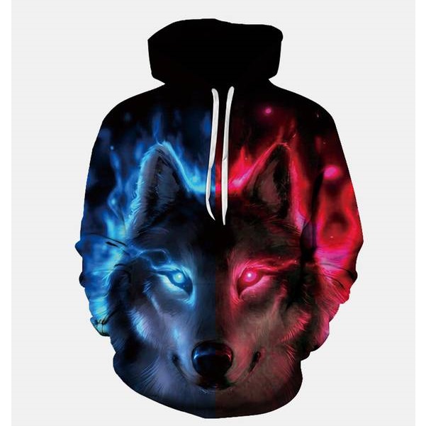 wolf printed hoodie