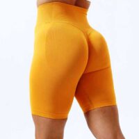 Women Solid Yellow Regular Gym Shorts