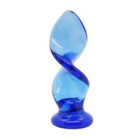 Twist and Turn Blue Crystal Spiral Glass Anal Sex Dildo Toys for Couple, Unisex Sexy Products Erotic Sex Toys